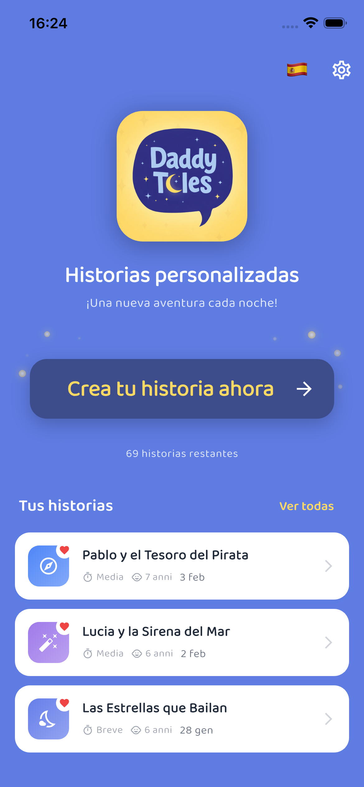 Inicio - Crea y gestiona tus historias